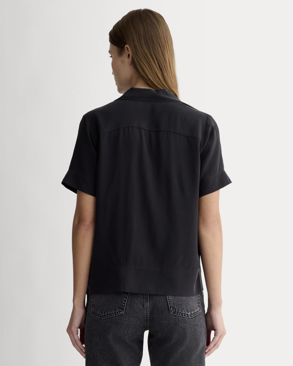The Notch Shirt in Washable Silk | Black