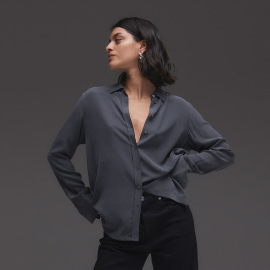 The Must-Have Shirt in Washable Silk | Slate Grey
