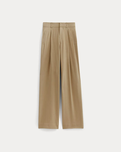 The Draper Pleated Pant in Buttersmooth | Ash Brown | 32" Inseam