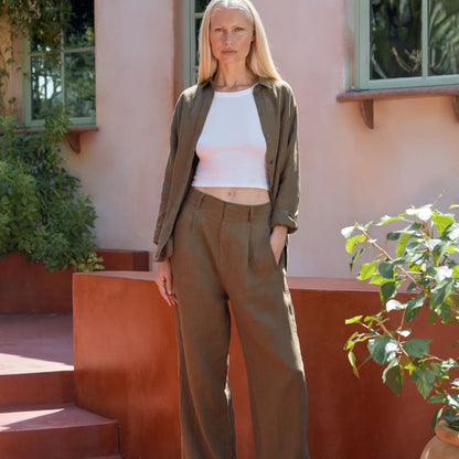 The Linen Way-High® Drape Pant  | Beech