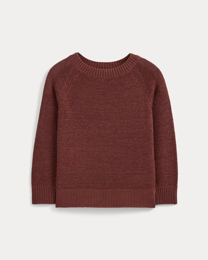 Wide-Neck Crew Sweater in Tape Yarn | Henna Red