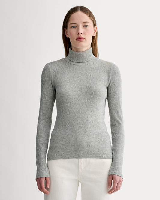 The Luxe Rib Turtleneck | Washed Heathered Grey
