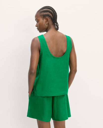 The Scoop Tank in Linen | Grass Green