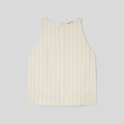 The Linen High-Neck Tank | Brazilian Sand / Canvas Tan