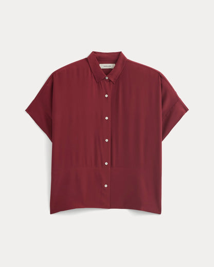 The Boxy Shirt in Washable Silk | Pomegranate