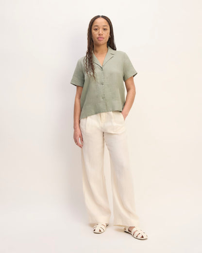 The Notch Shirt in Linen | Sage Green