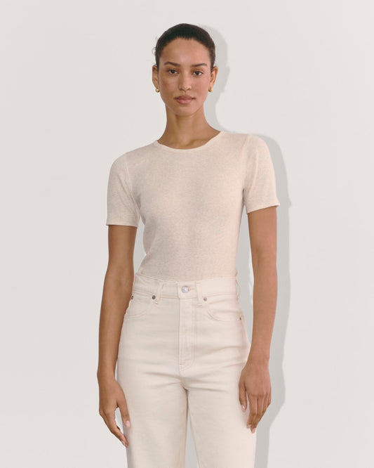 The Luxe Rib Crew | Heathered Oat