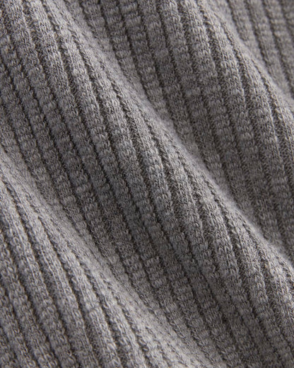 The Rib-Knit Short-Sleeve Henley | Mid Heather Grey
