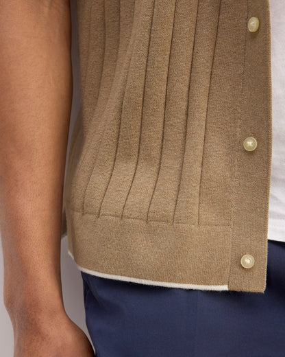 The No-Sweat Button-Down Polo | Dark Heathered Camel