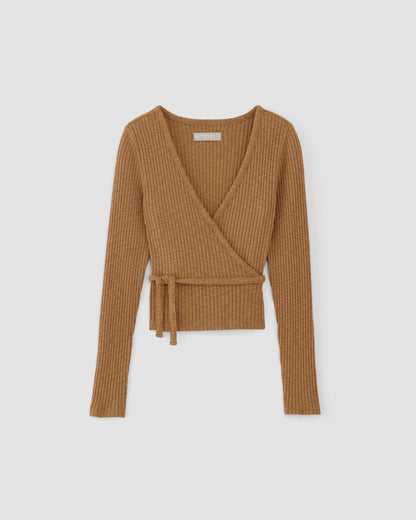 The Cozy Rib Wrap Top | Cappuccino
