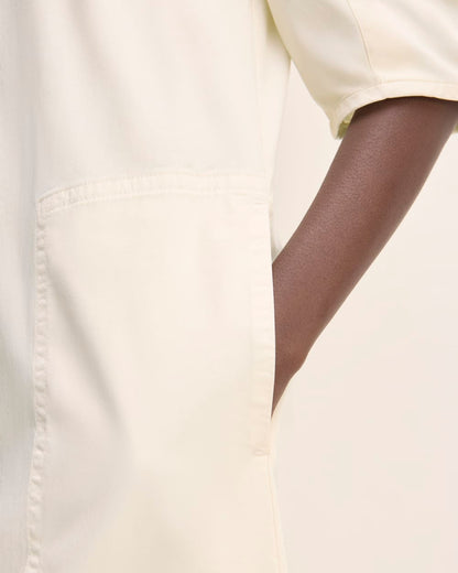 The Short-Sleeve Puff Midi Dress | Bone