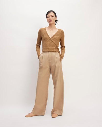 The Cozy Rib Wrap Top | Cappuccino