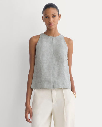 The Linen High-Neck Tank | Agave Green