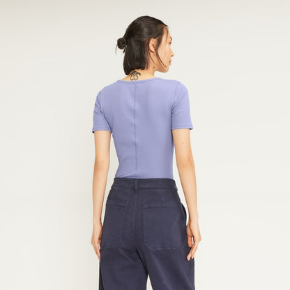The Pima Micro-Rib Crew Tee | Cornflower Blue