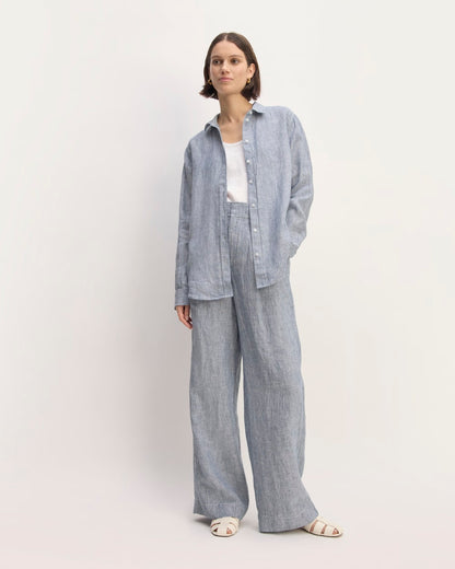 The Must-Have Shirt in Linen | White / Blue