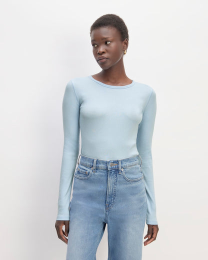 The Luxe Rib Long-Sleeve Crew | Chambray Blue