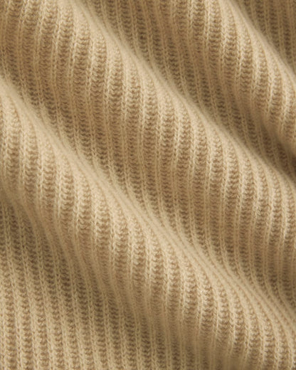 The Cocoon Henley in Wool Cashmere | Heather Light Camel