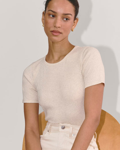 The Luxe Rib Crew | Heathered Oat