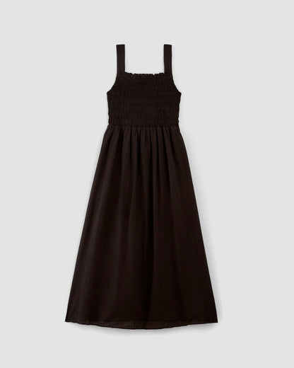 The Gauze Smock Dress | Black