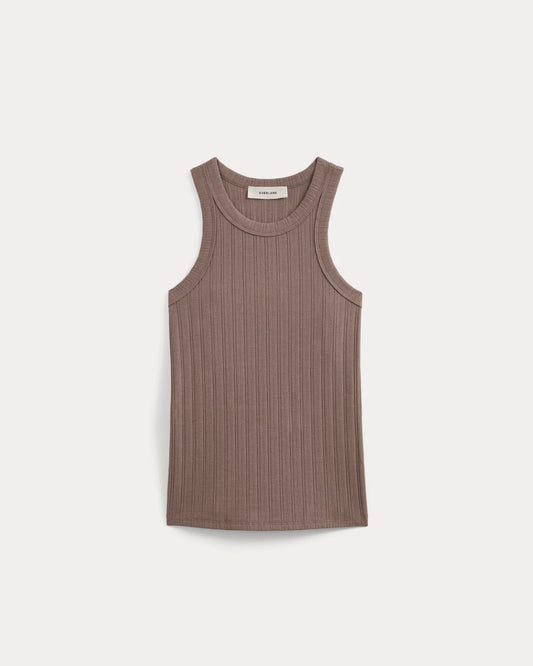 Racerback Tank in Pointelle | Heathered Chocolate Chip