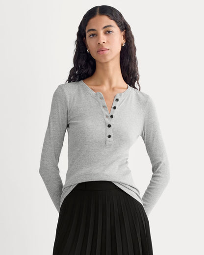 The Luxe Rib Henley | Classic Heather Grey