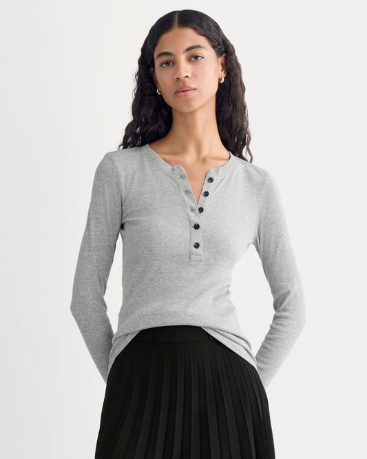 The Luxe Rib Henley | Classic Heather Grey