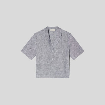 The Linen Workwear Shirt | Canvas Tan / Navy