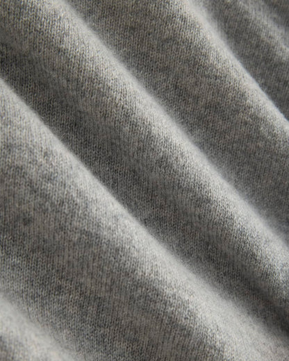 Cashmere Cropped High-V Sweater | Light Heather Grey