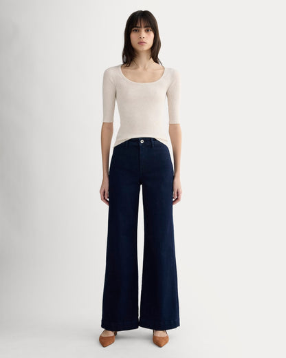 The Luxe Rib Scoop-Neck Tee | Heathered Oat