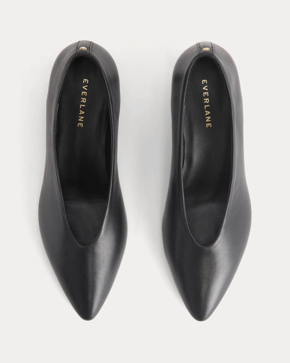 Made in Italy Almond-Toe Pump | Black Leather