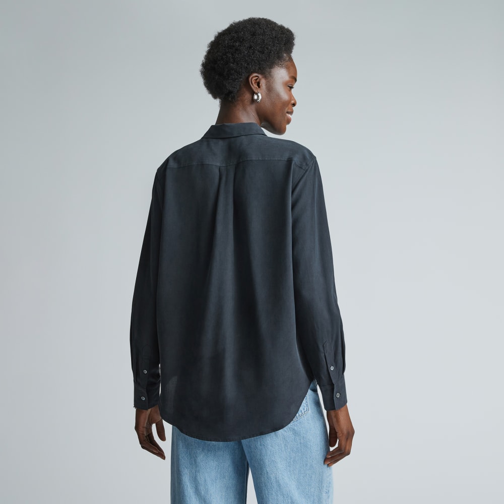 The Washable Silk Relaxed Shirt  | Washed Black
