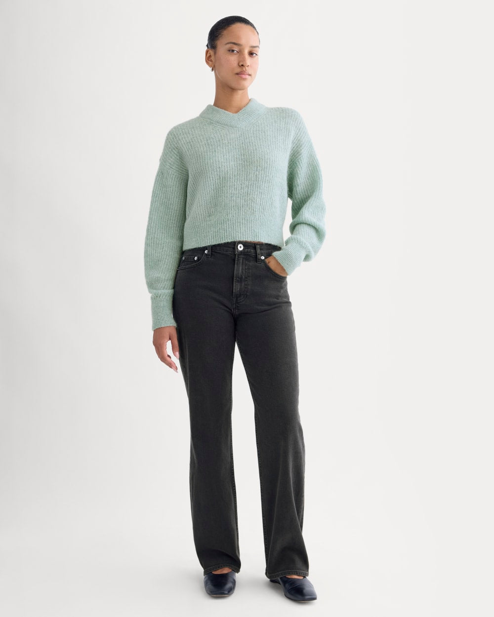 Cropped Cocoon Sweater in Alpaca | Heather Gray Mist