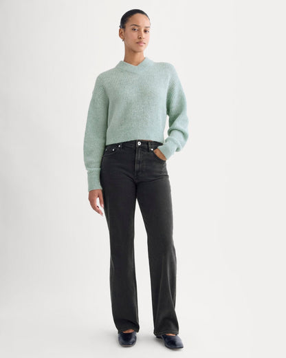 Cropped Cocoon Sweater in Alpaca | Heather Gray Mist