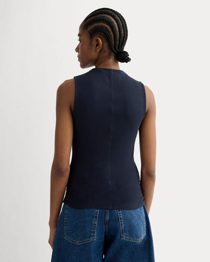 The Luxe Rib Funnel-Neck Tank | Navy