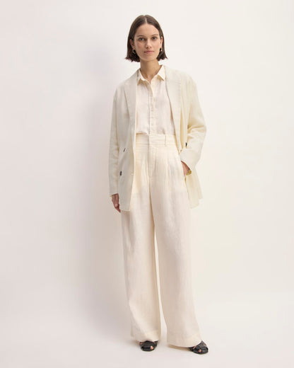 The Linen Double Breasted Blazer | Bone