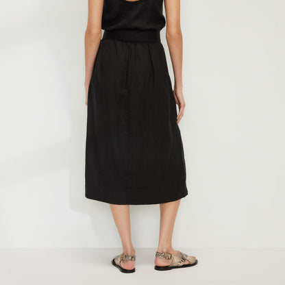 The Linen Wrap Skirt | Black