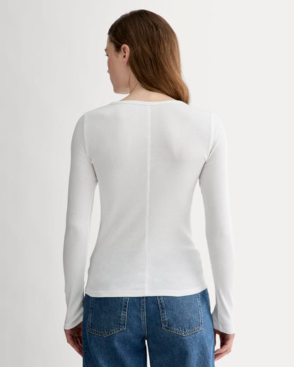 The Luxe Rib Long-Sleeve Crew | White