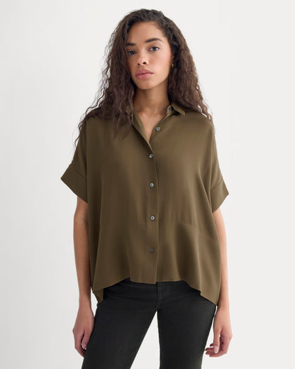 The Boxy Shirt in Washable Silk | Beech