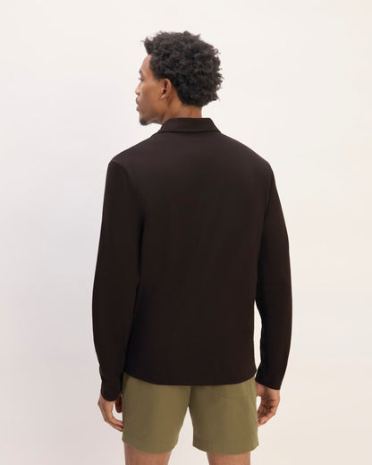 The Premium Weight Long-Sleeve Polo | Black