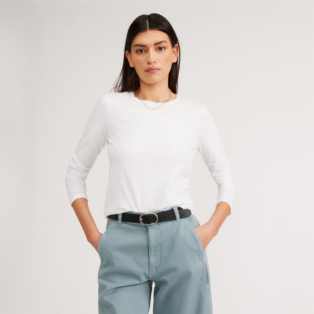 The Organic Cotton Long-Sleeve Crew | White