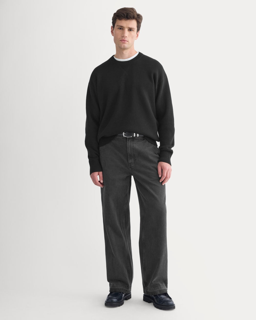 Luxe Merino Double-Knit Sweater |  Black