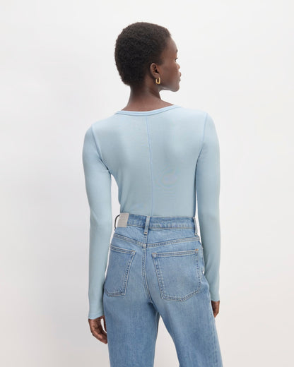 The Luxe Rib Long-Sleeve Crew | Chambray Blue
