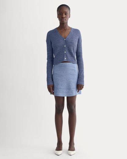 The Ribbed Cardigan in Cotton Linen | Indigo