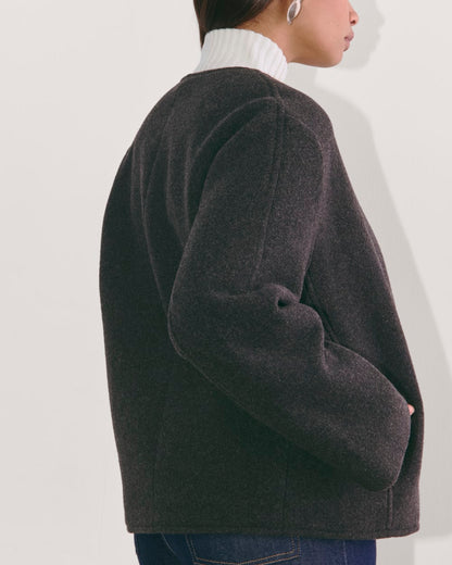 The Cocoon Coat in Wool | Heather Charcoal