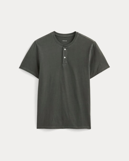 The Essential Organic Garment-Dyed Henley | Black