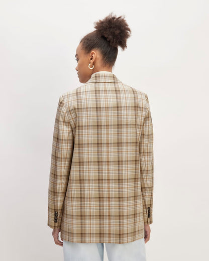 The Oversized Blazer in Buttersmooth | Pale Khaki Plaid