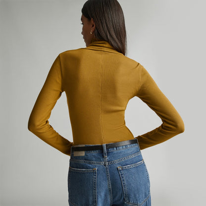 The Luxe Micro-Rib Turtleneck | Tapenade