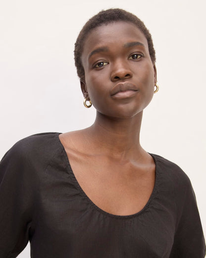 The Scoop Top in Linen | Black
