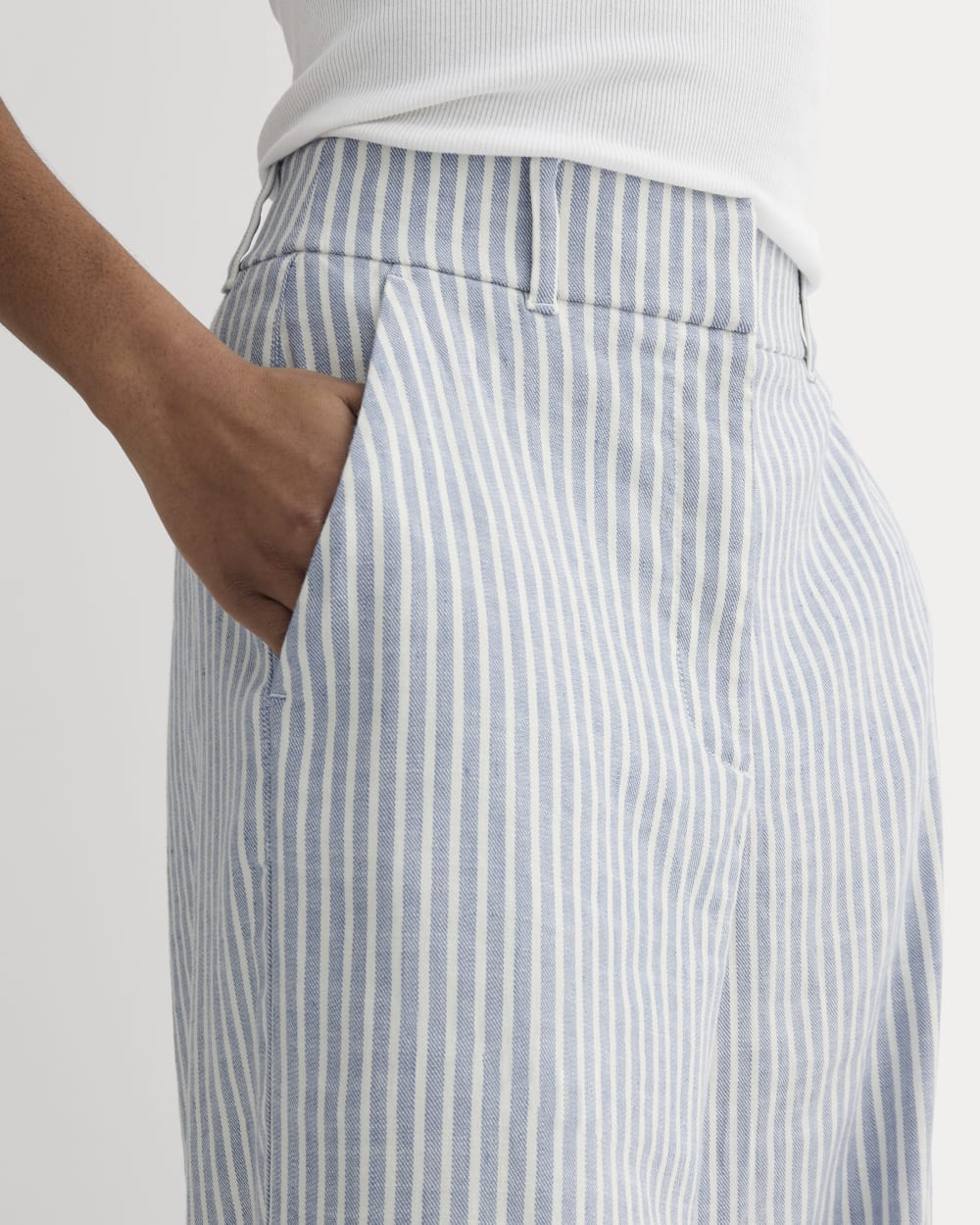 The Wide-Leg Pant in Stretch Linen | Bluebell / Bone