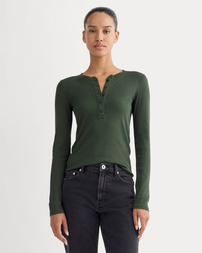 The Luxe Rib Henley | Dark Forest